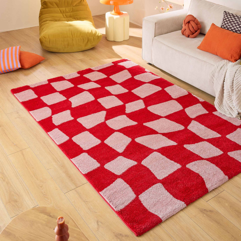 Tapis de salon vintage 70’s damier GROOVY