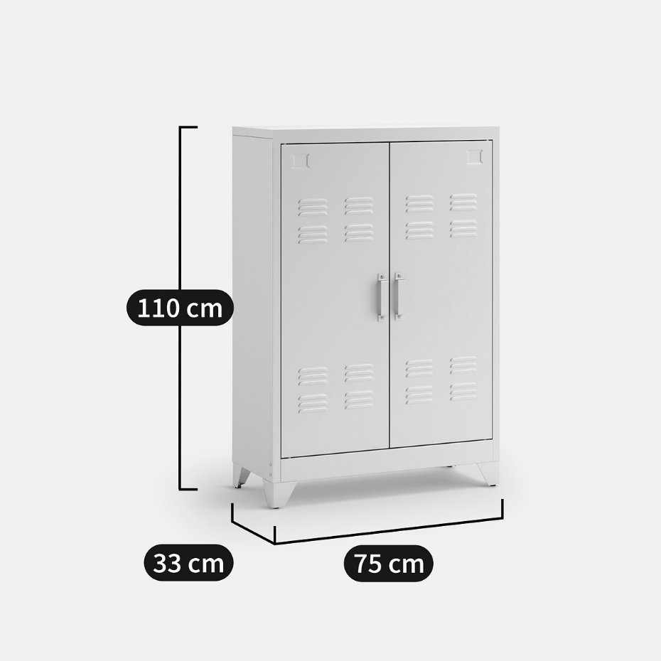 Armoire basse 2 portes en métal acier, Hiba