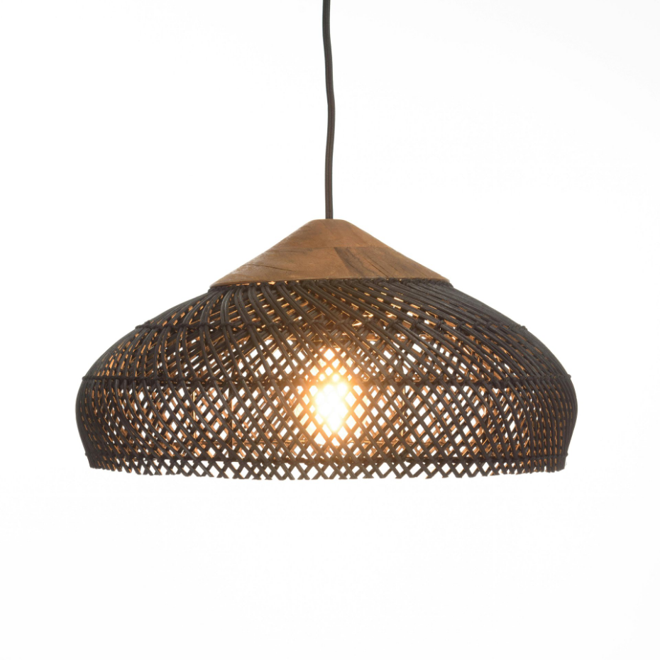 Suspension en rotin et teck 40cm FOLELLI
