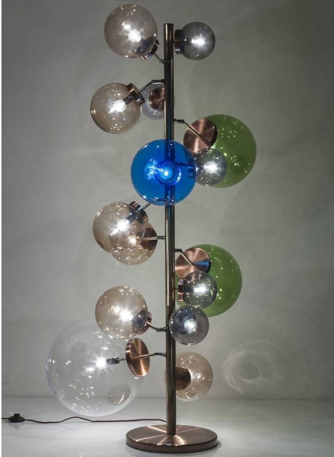 Lampadaire en verre et acier 160cm, BALLOON