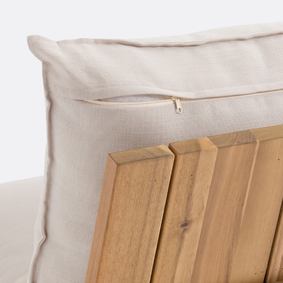 Fauteuil d'angle de jardin, acacia, Brut
