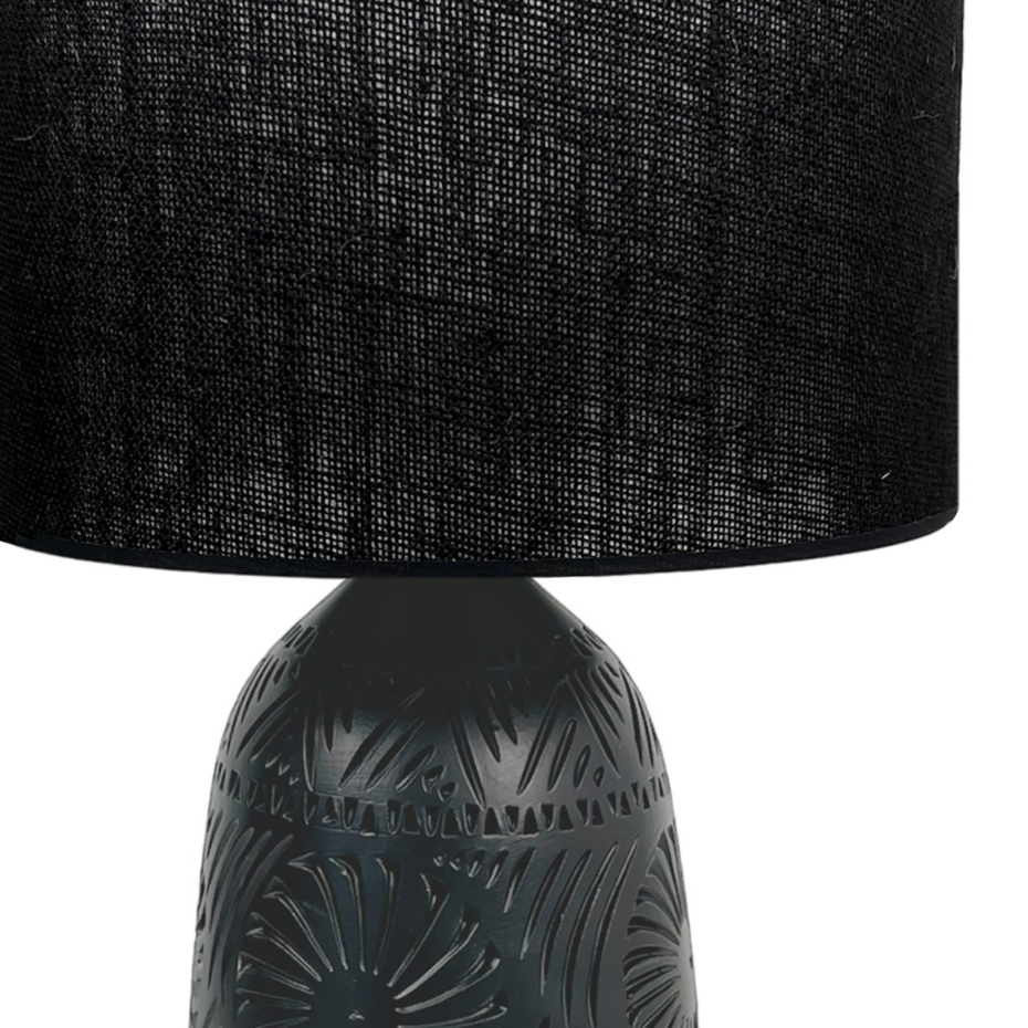 Lampe soleil en terre cuite avec abat-jour jute, KÉO SOLEIL