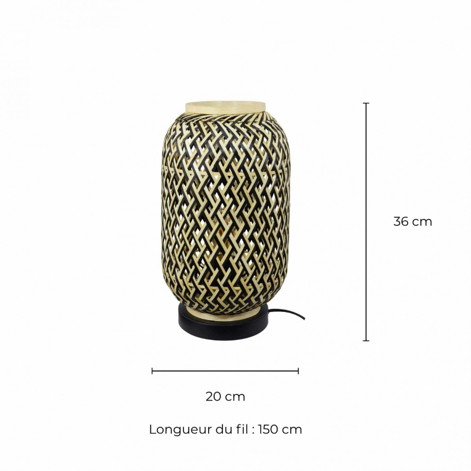 Lampe à poser en métal et bambou, MINELLE
