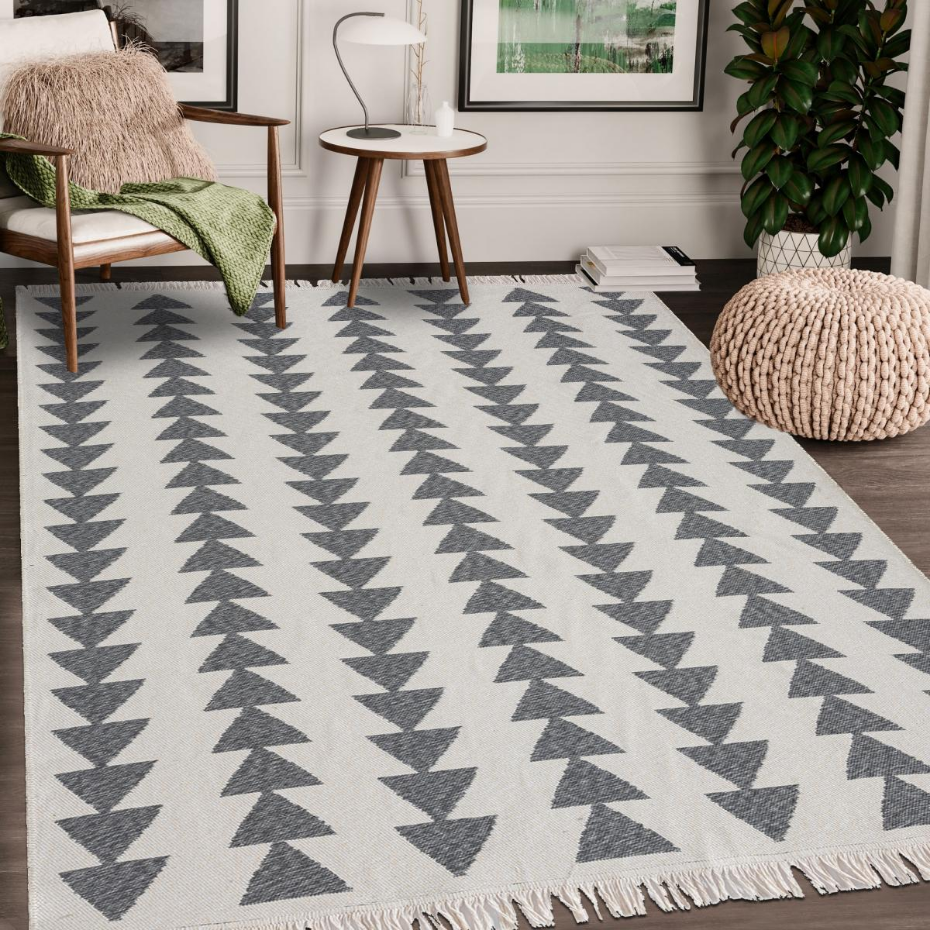 Tapis kilim reversible en coton motif scandinave BE