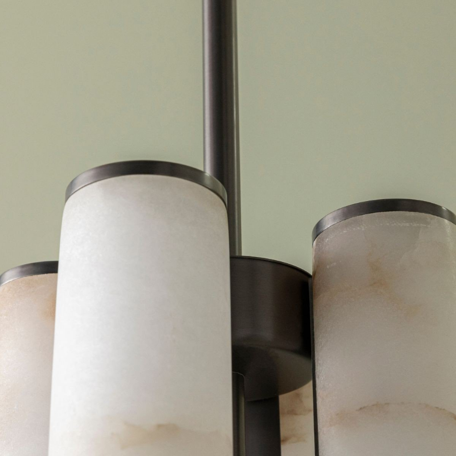 Lustre vertical en albâtre et métal H55 cm - MONTAIGNE