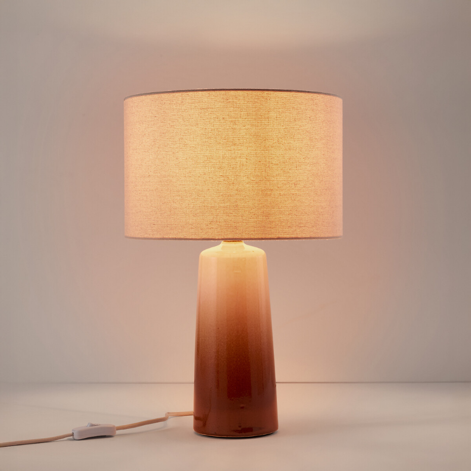 Lampe à poser céramique et lin hauteur 47 cm, Grezza