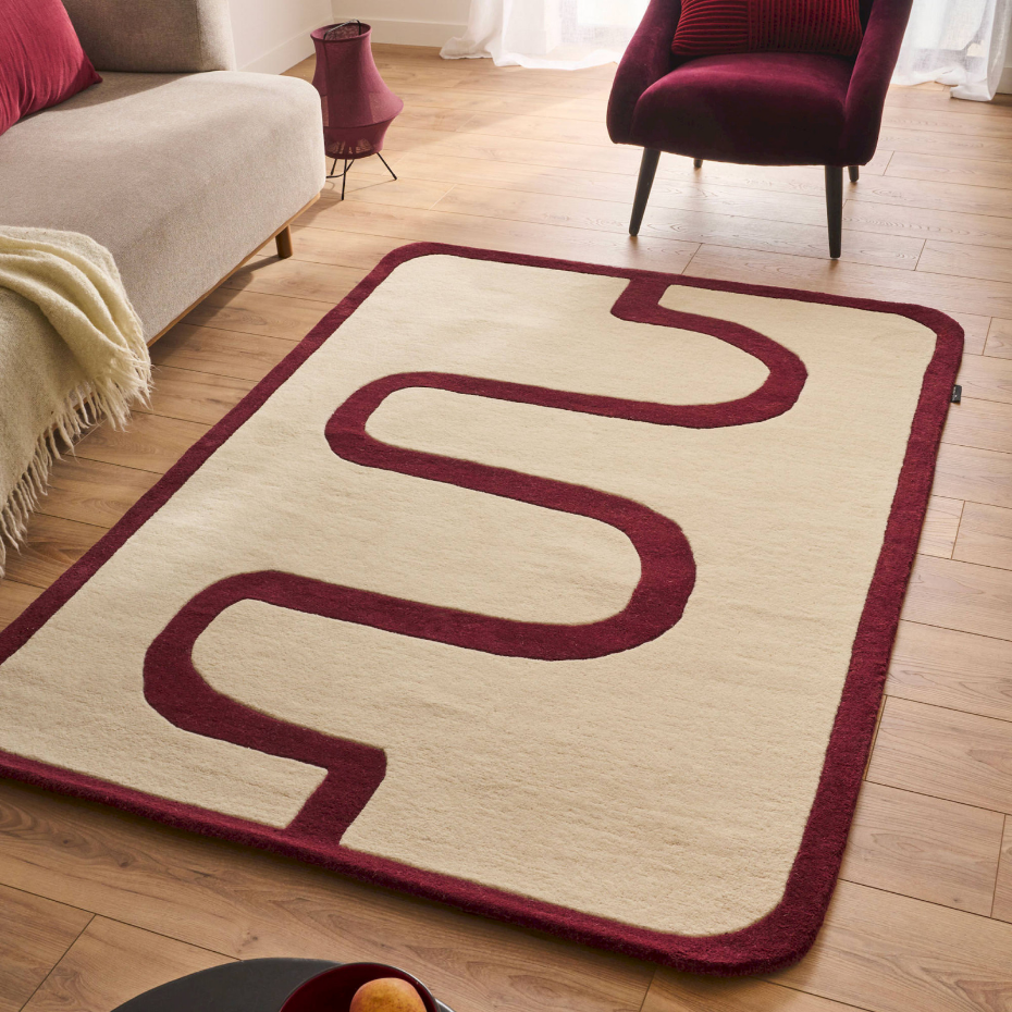 Tapis géométrique en laine et coton Pantone