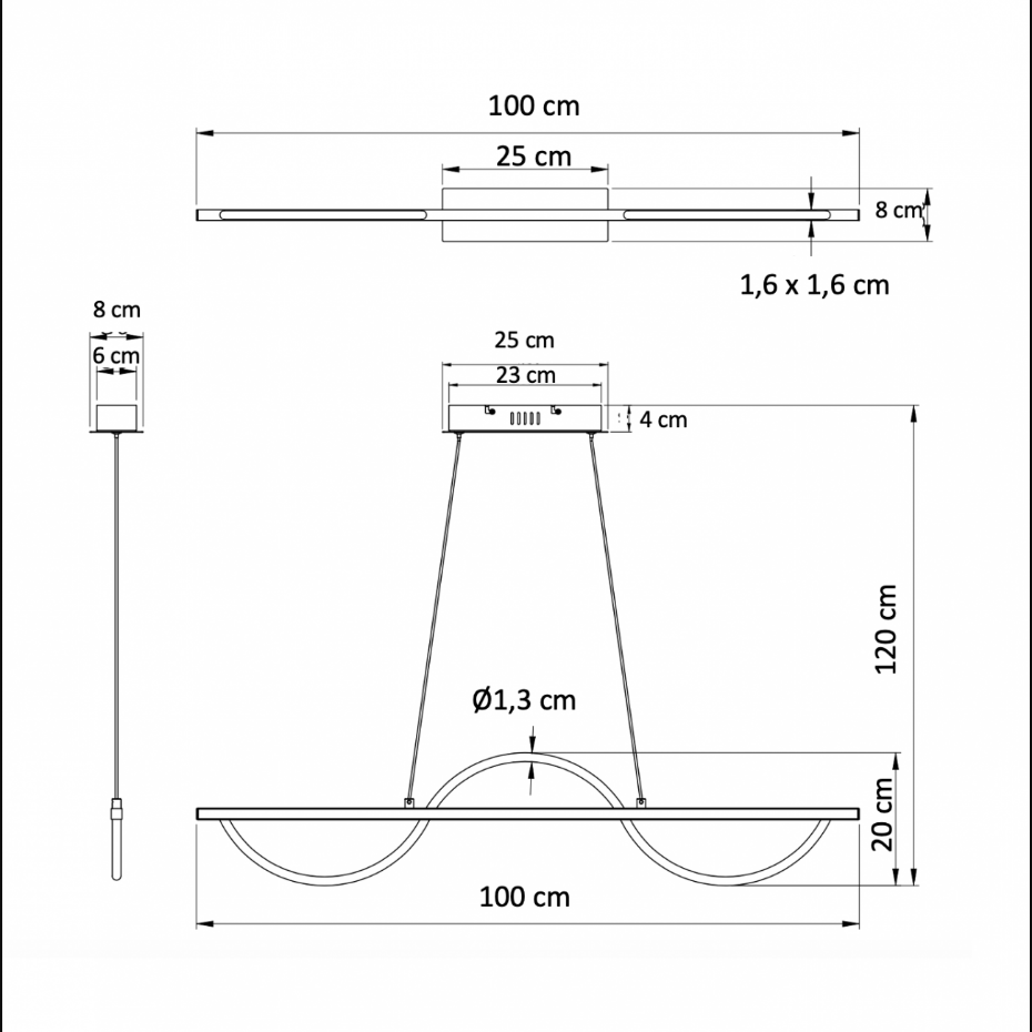 Suspension LED ondulée chromée - SAVONA