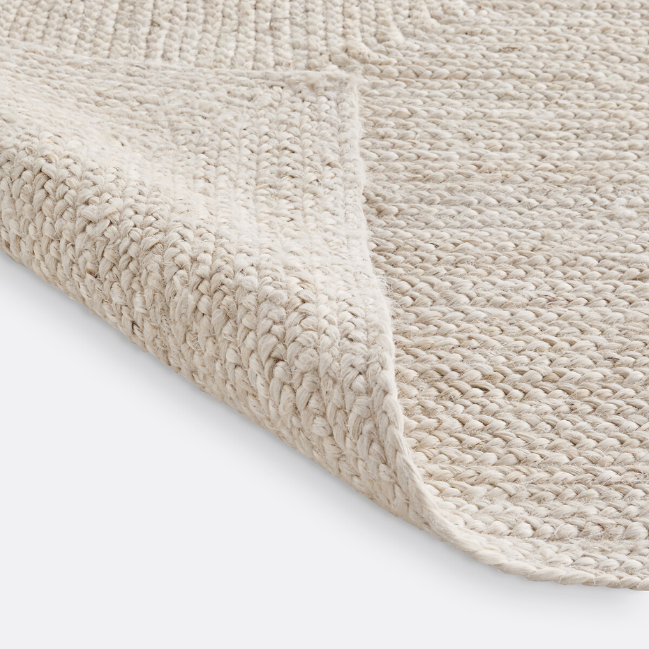 Tapis rectangulaire jute blanchi, Aftas