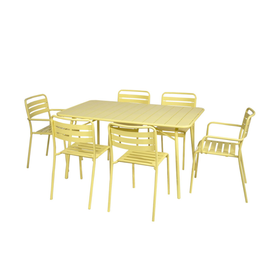 Table de jardin pliante métal + 6 assises AMÉLIA