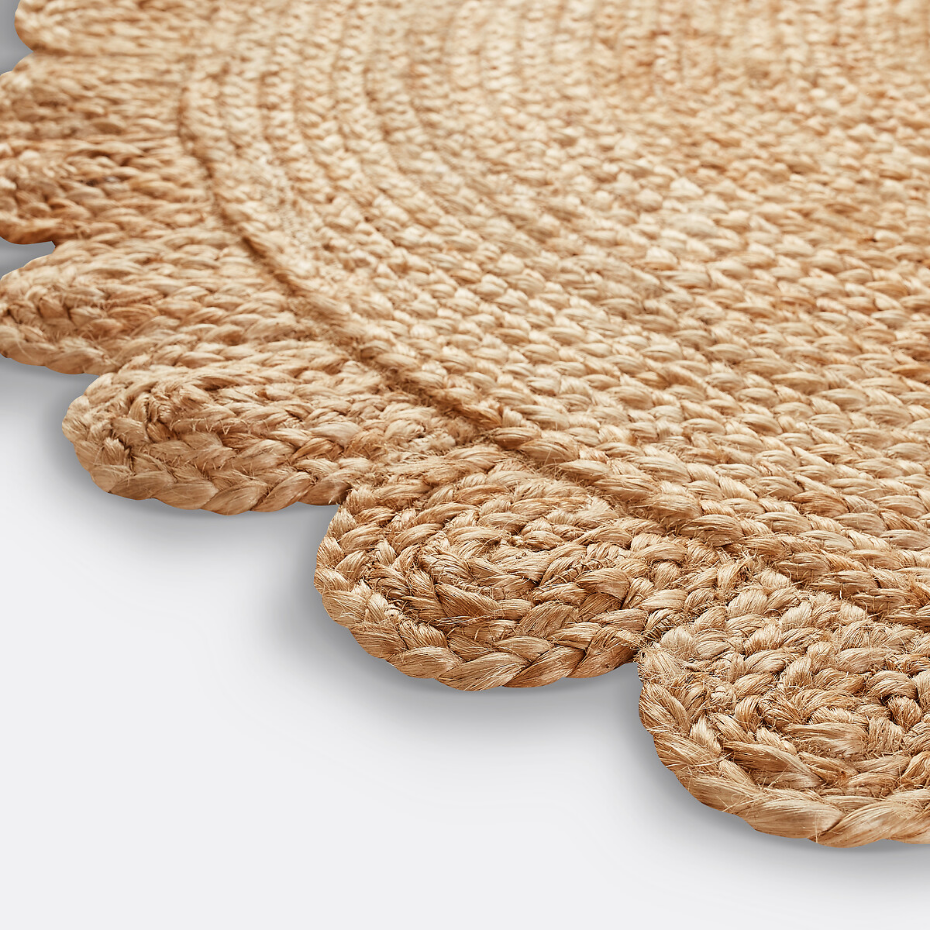 Tapis jute rond forme fleur, Aftas
