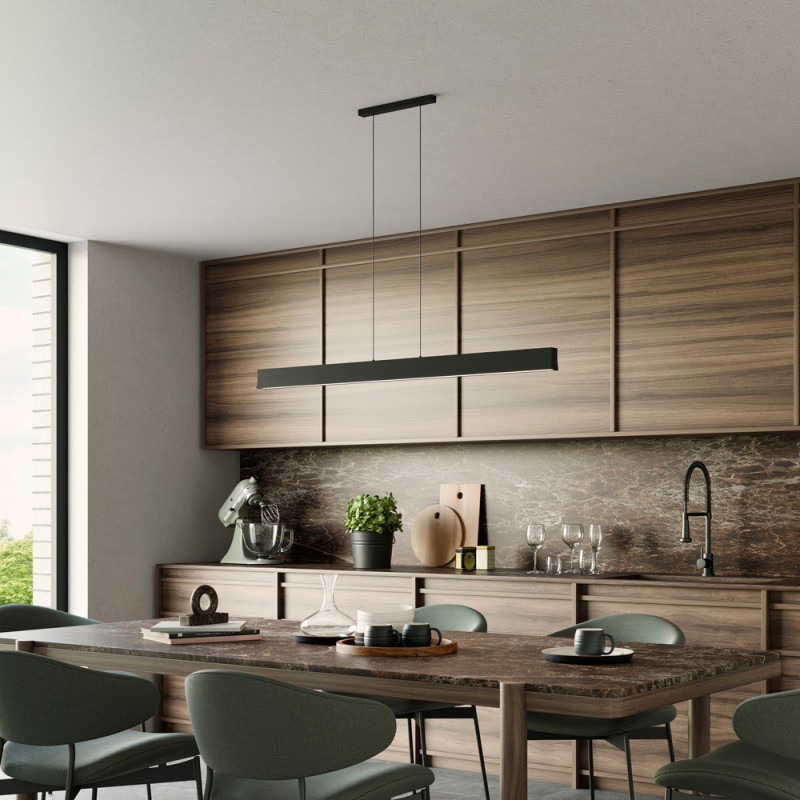 Suspension cuisine led horizontale Hanok noir