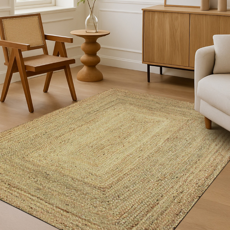 Tapis salon en jute tressé  artisanal VEGETAL JUTE - style bohème