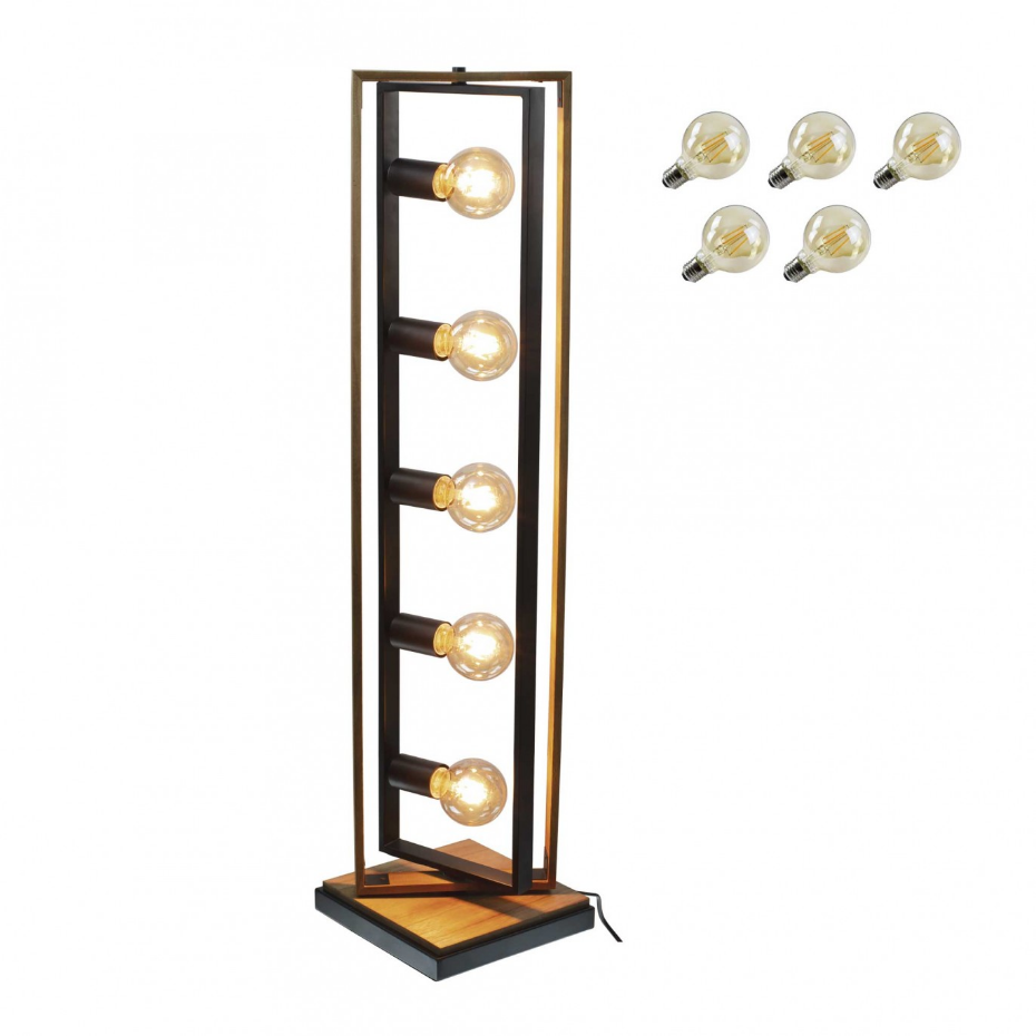 Lampadaire en métal et bois de hêtre, WOOLI