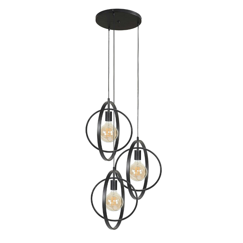 Suspension industrielle étagée 3 lampes anneaux croisés TRIBECA