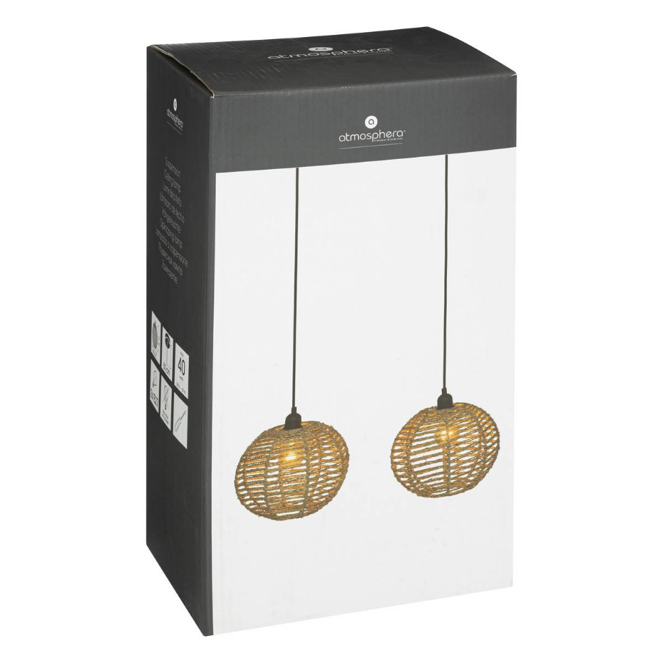 Suspension jonc ethnique 2 lampes RANA