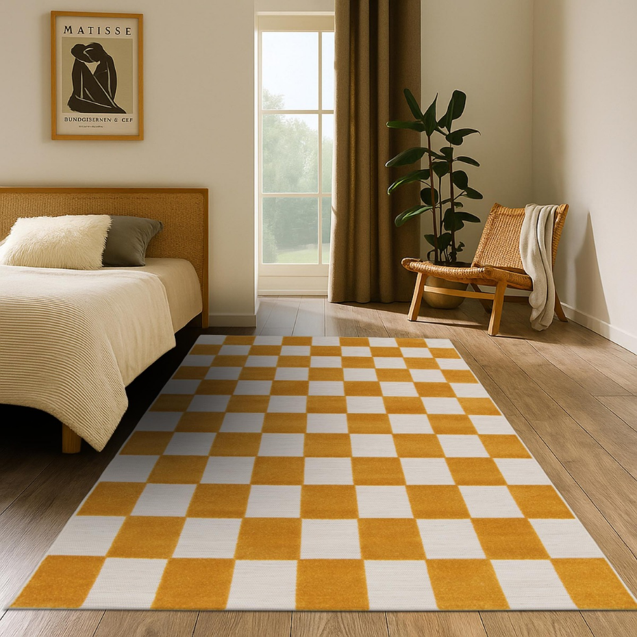 Tapis salon damier en relief moderne   CHILL
