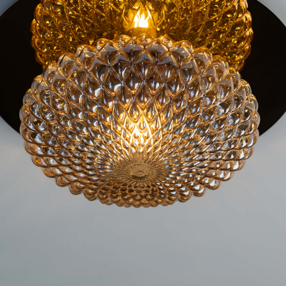 Plafonnier en verre et métal doré - MATERA