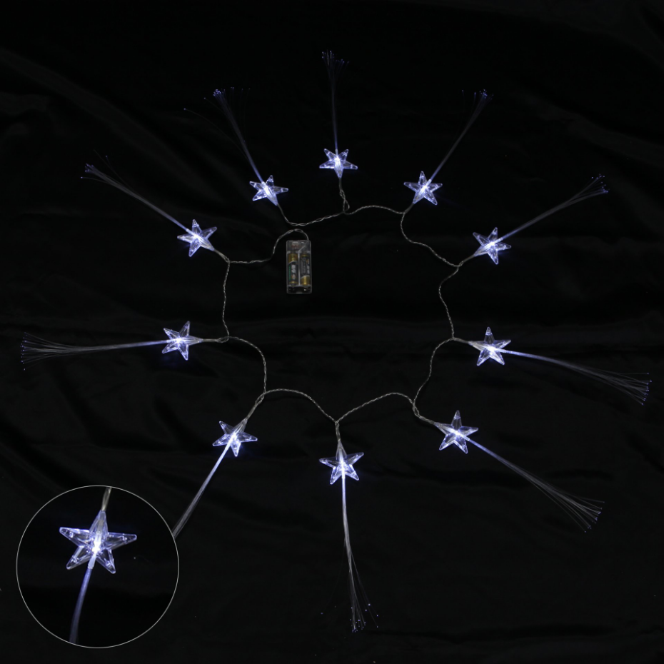 Guirlande Lumineuse LED Étoiles Fibre Optique 10 LED Blanc