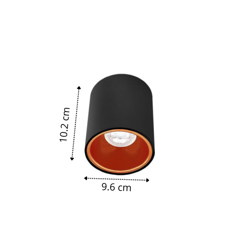 Spot Essentiel Rond Noir Intérieur Cuivré