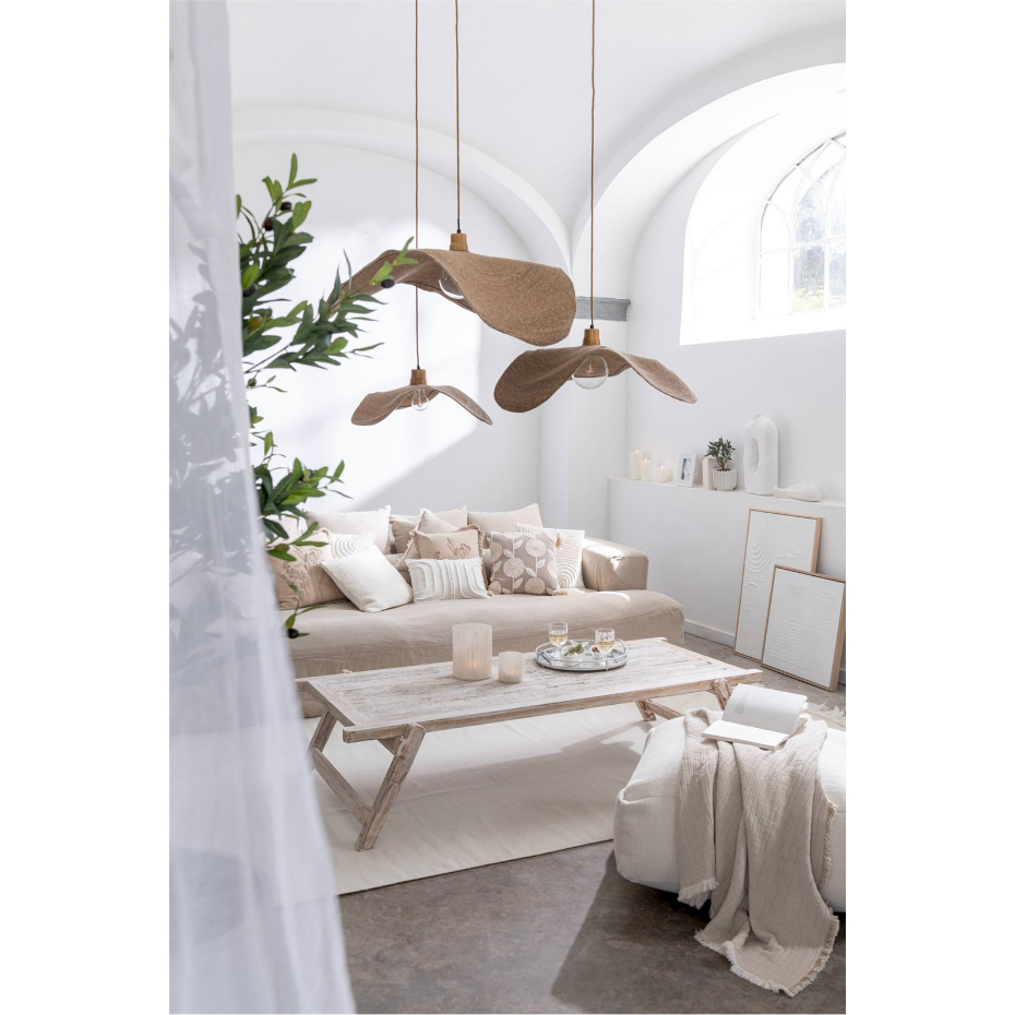 Lampe suspendue en rotin forme organique