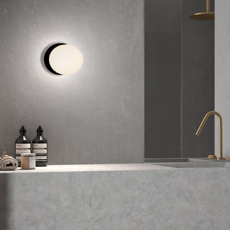 Applique Salle De Bain Alix Noir Et Verre Opale Ip44