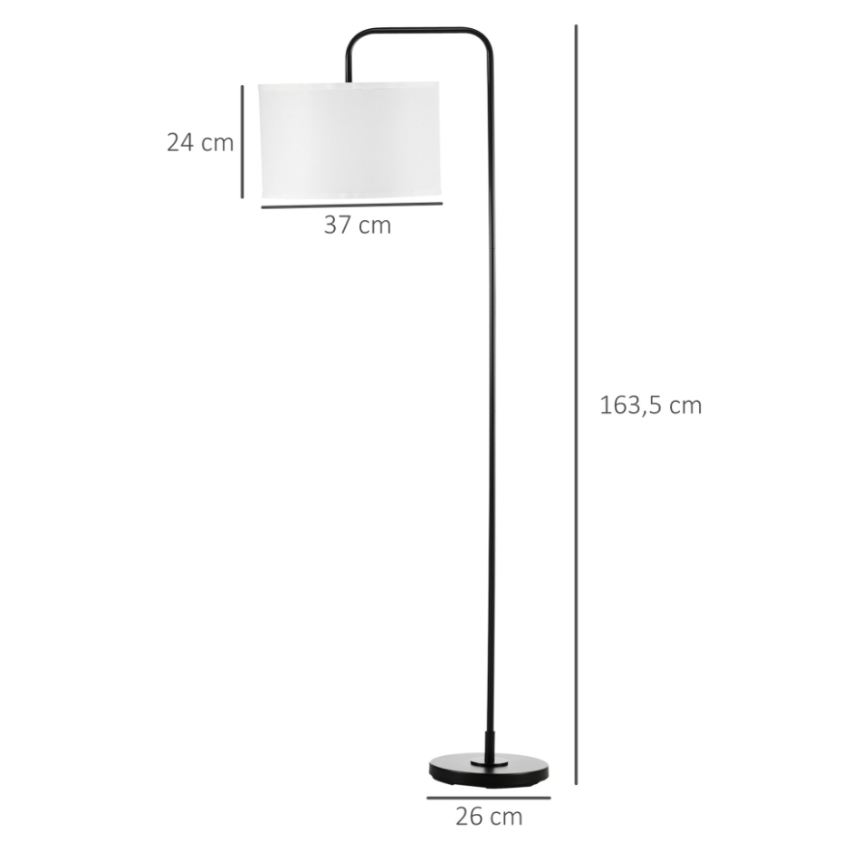 Lampadaire design néo-rétro 163H cm abat-jour aspect lin blanc acier