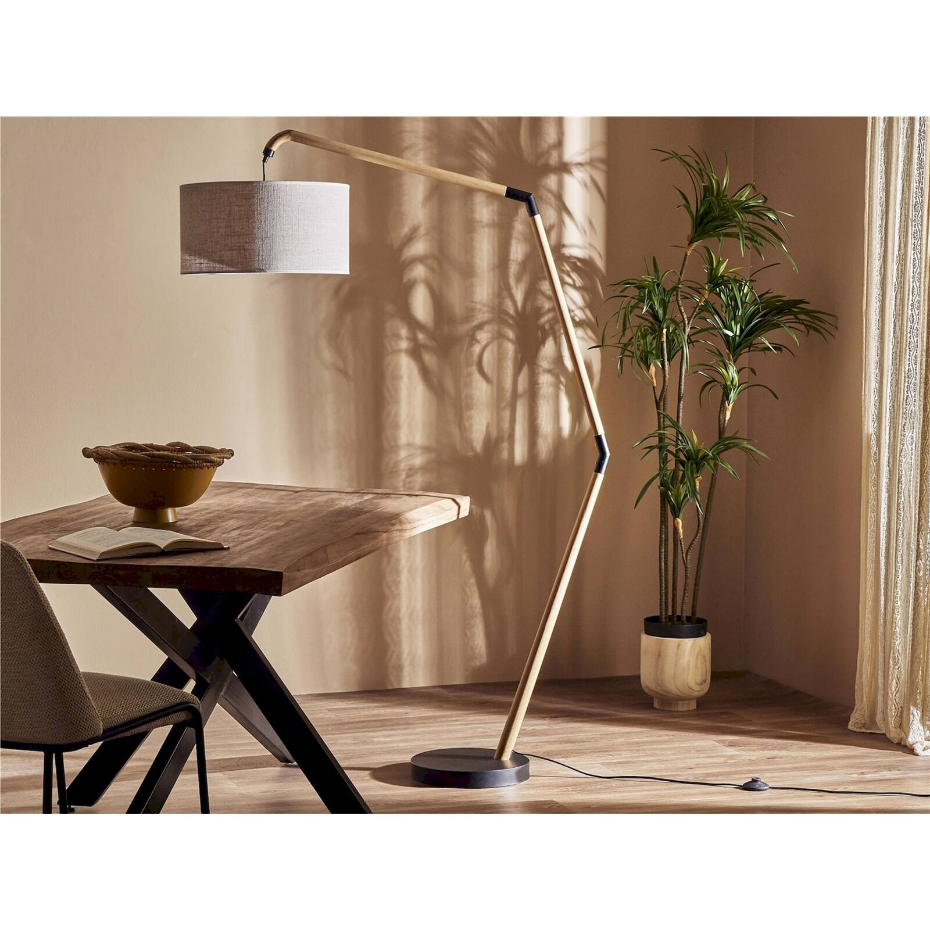 Lampadaire en bois forme ronde avec abat-jour