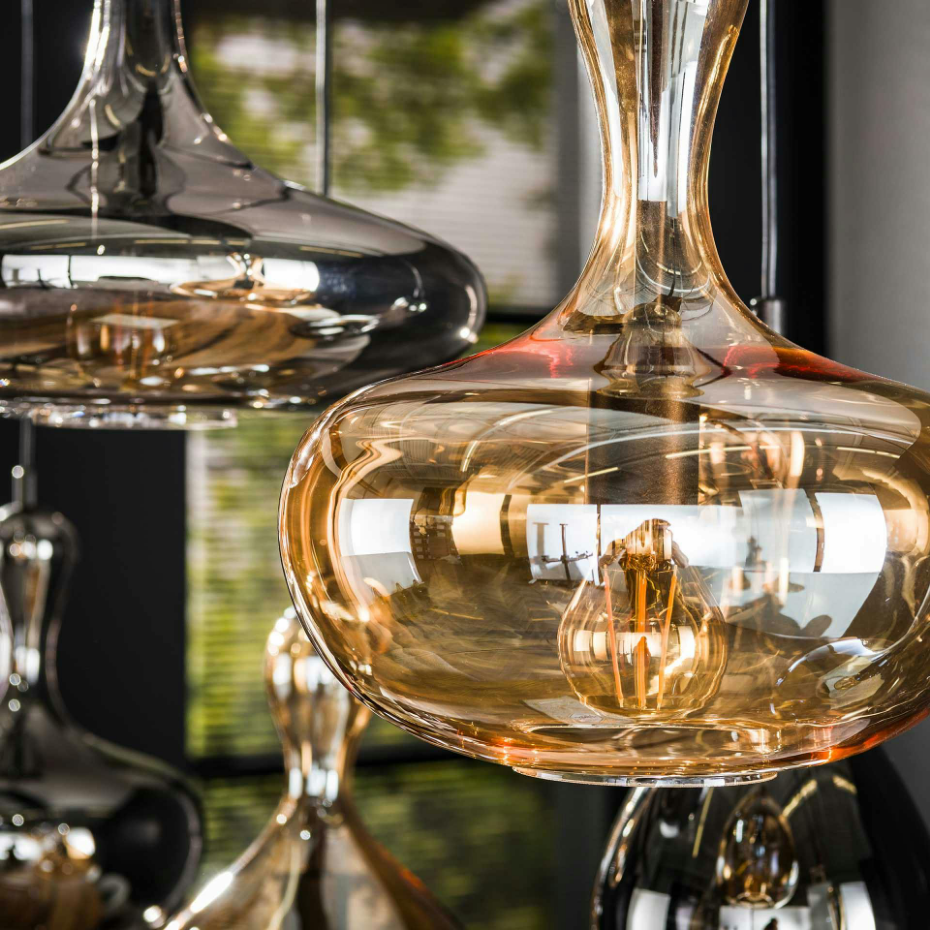 Suspension multiple en verre teinté 7 lampes NOVA