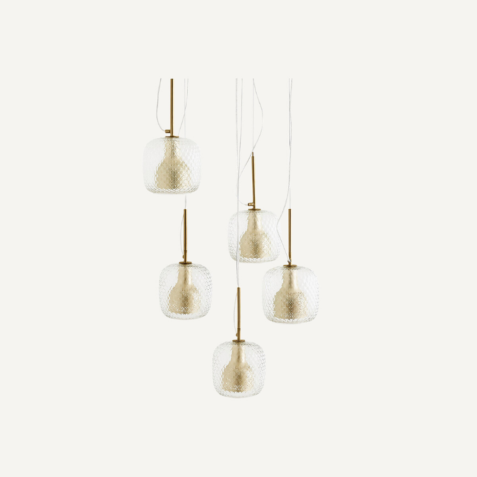 Suspension grappe 5 globes, Mistinguett