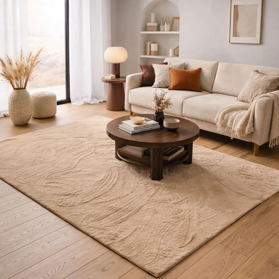 Tapis salon ultra doux, uni et lavable LYN50, aussi idéal pour la chambre