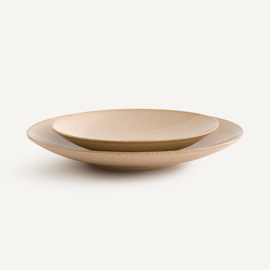 Lot de 4 assiettes plates en grès émaillé, BENN