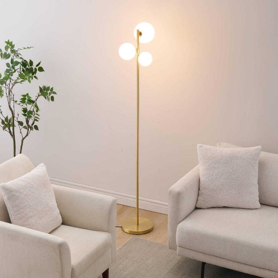 Lampadaire tendance laiton et verre - MELINDA