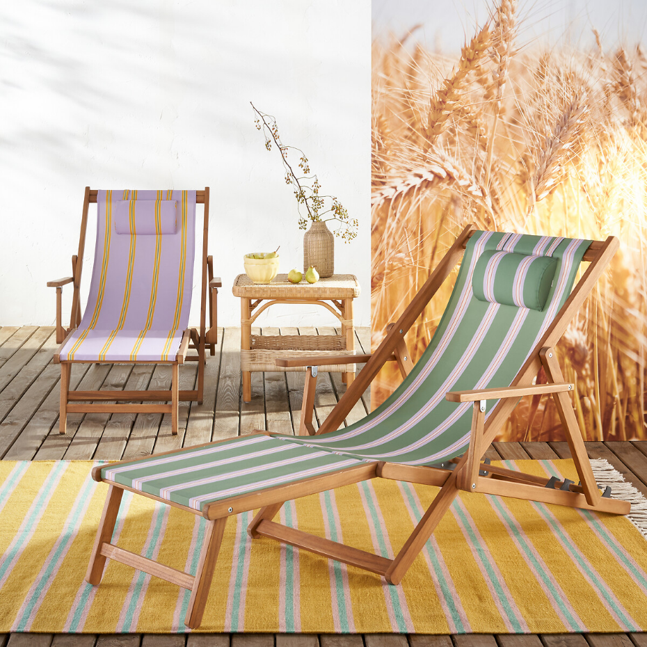 Chaise longue acacia et toile, Veniza