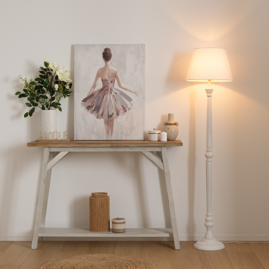 Lampadaire droit abat-jour lin LEO