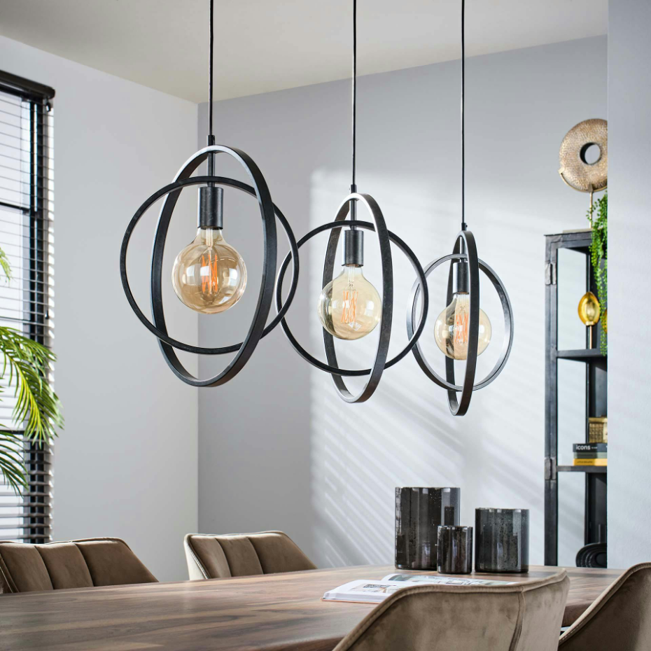 Suspension 3 lampes anneaux croisés TRIBECA