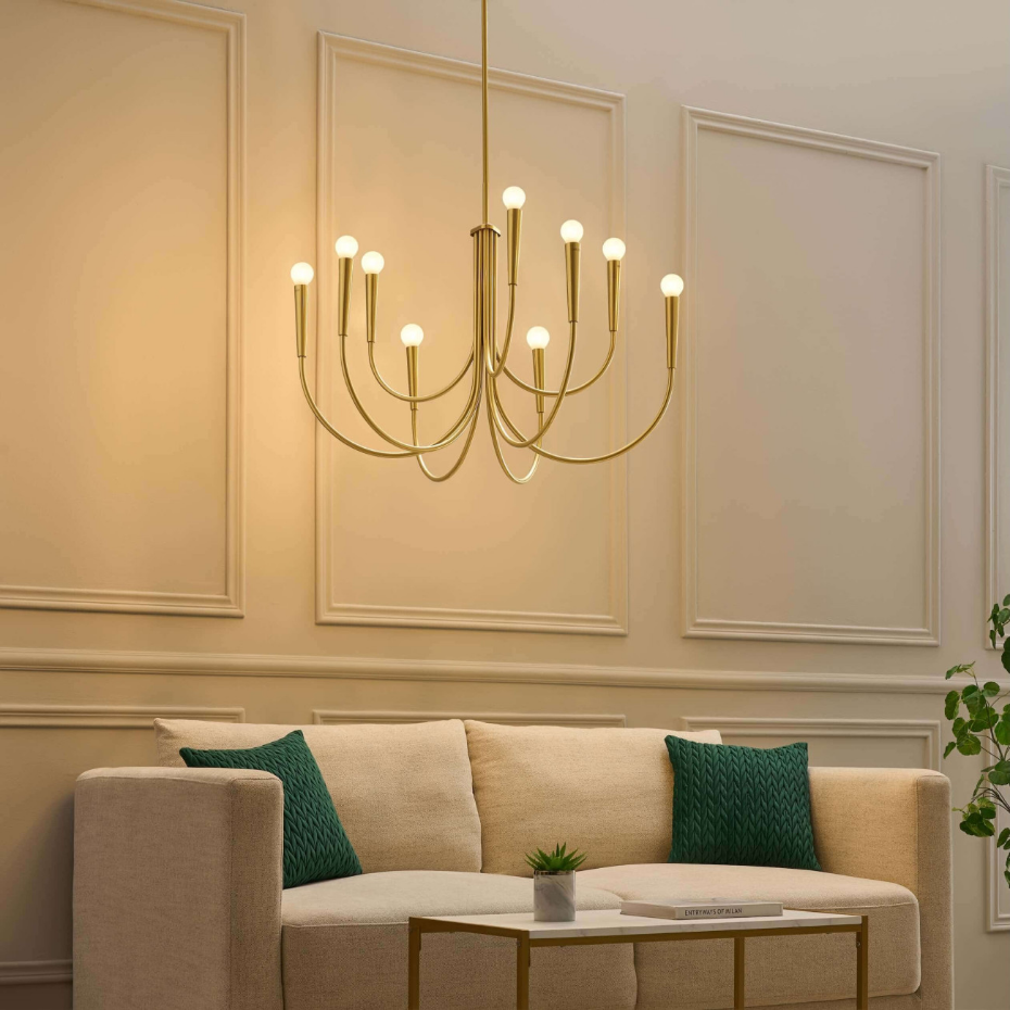 Lustre doré bras multiples 9 lumières - KAELISMA
