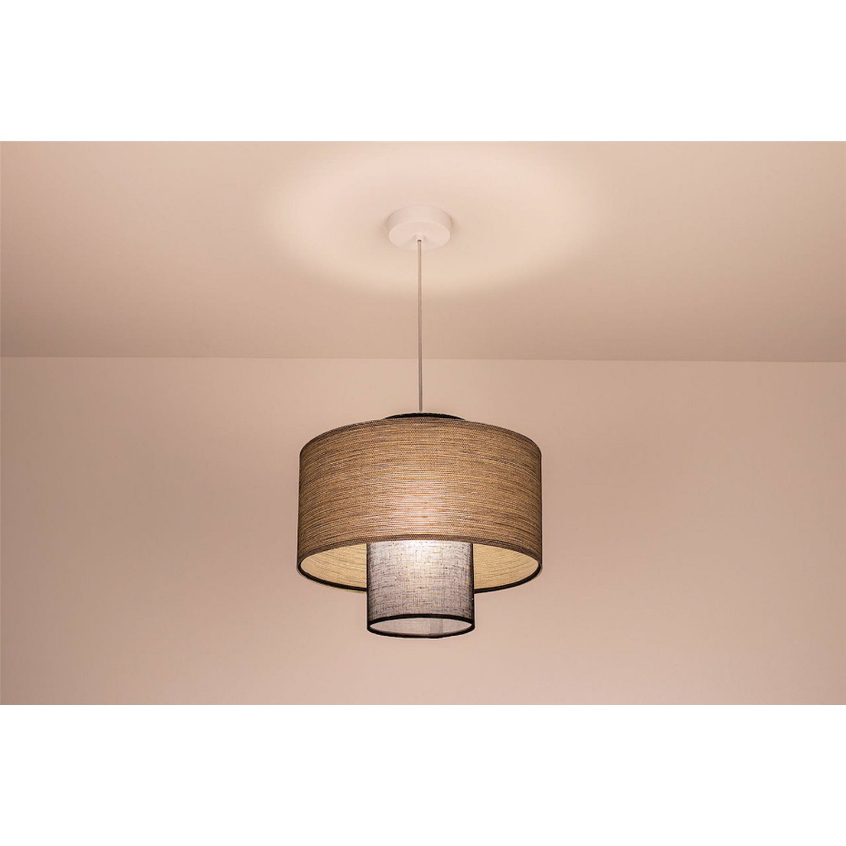 Suspension ronde en jute et lin Twin Light