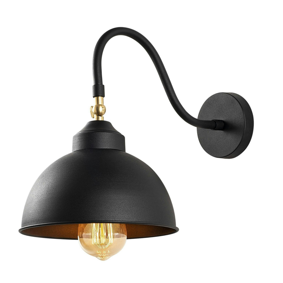 Applique vintage noir mat, abat-jour orientable SILE