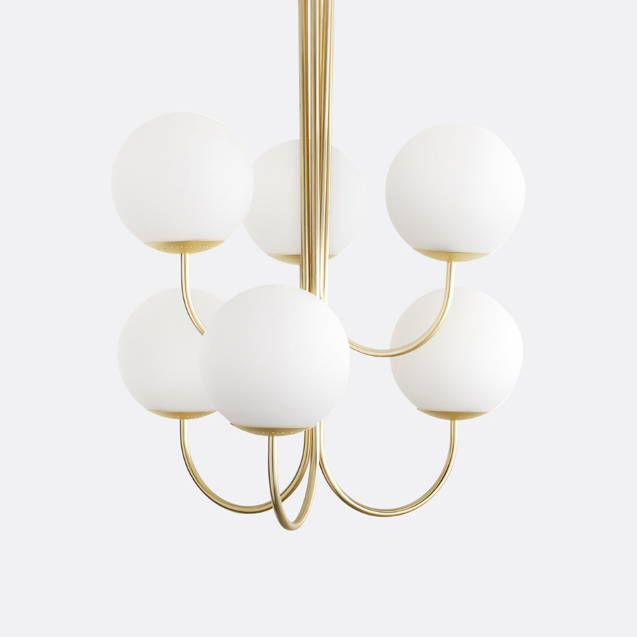 Suspension laiton et verre opaline, Moricio