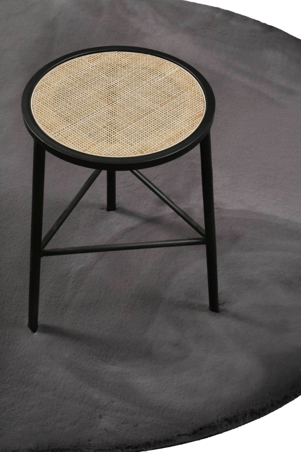 Tapis salon rond doux sensation peau de lapin ,  Anna