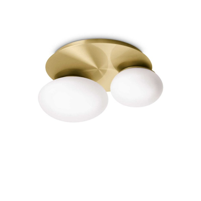 Plafonnier Ninfea En Laiton Et 2 Globes Verre