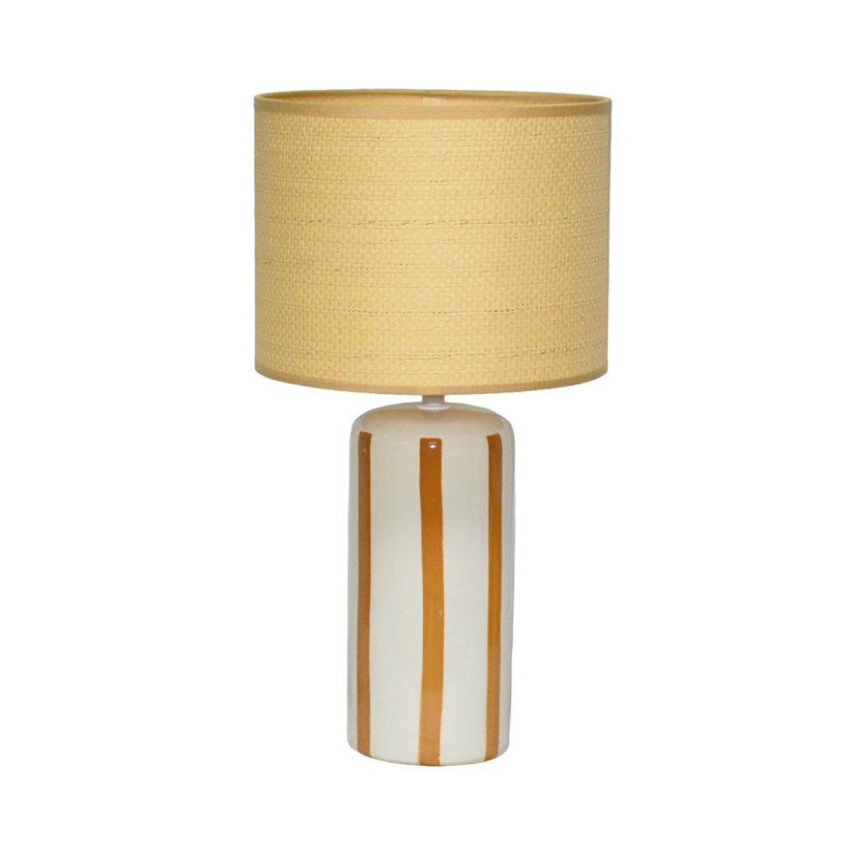 Lampe de table intérieur céramique abat-jour effet rotin H 44cm AURORE