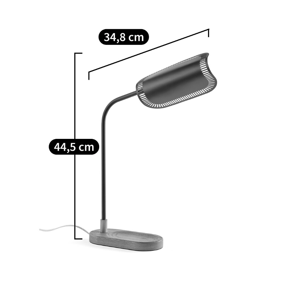 Lampe à poser orientable, métal fer et chêne, Opia