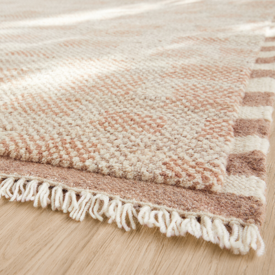 Tapis damier noué main, laine et coton, Dalmia