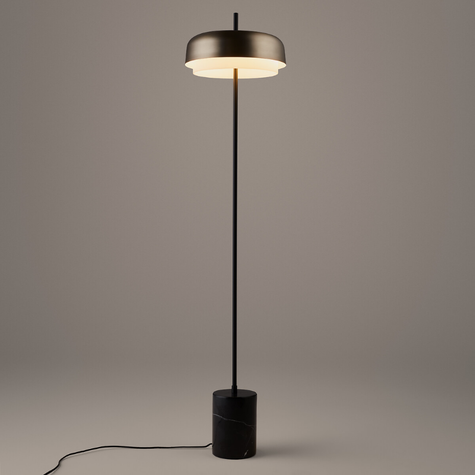 Lampadaire métal fer et marbre, Clepsos
