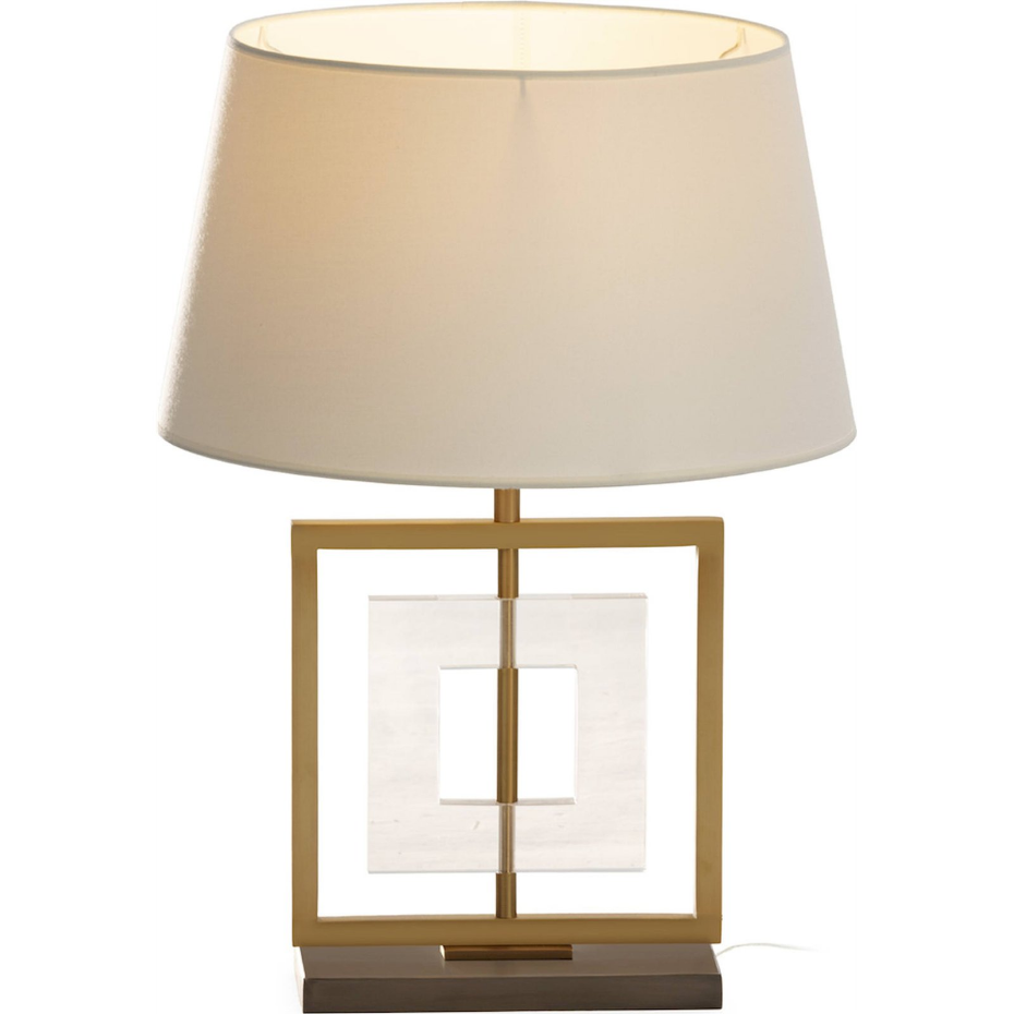 Lampe de table en laiton et acrylique rectangulaire