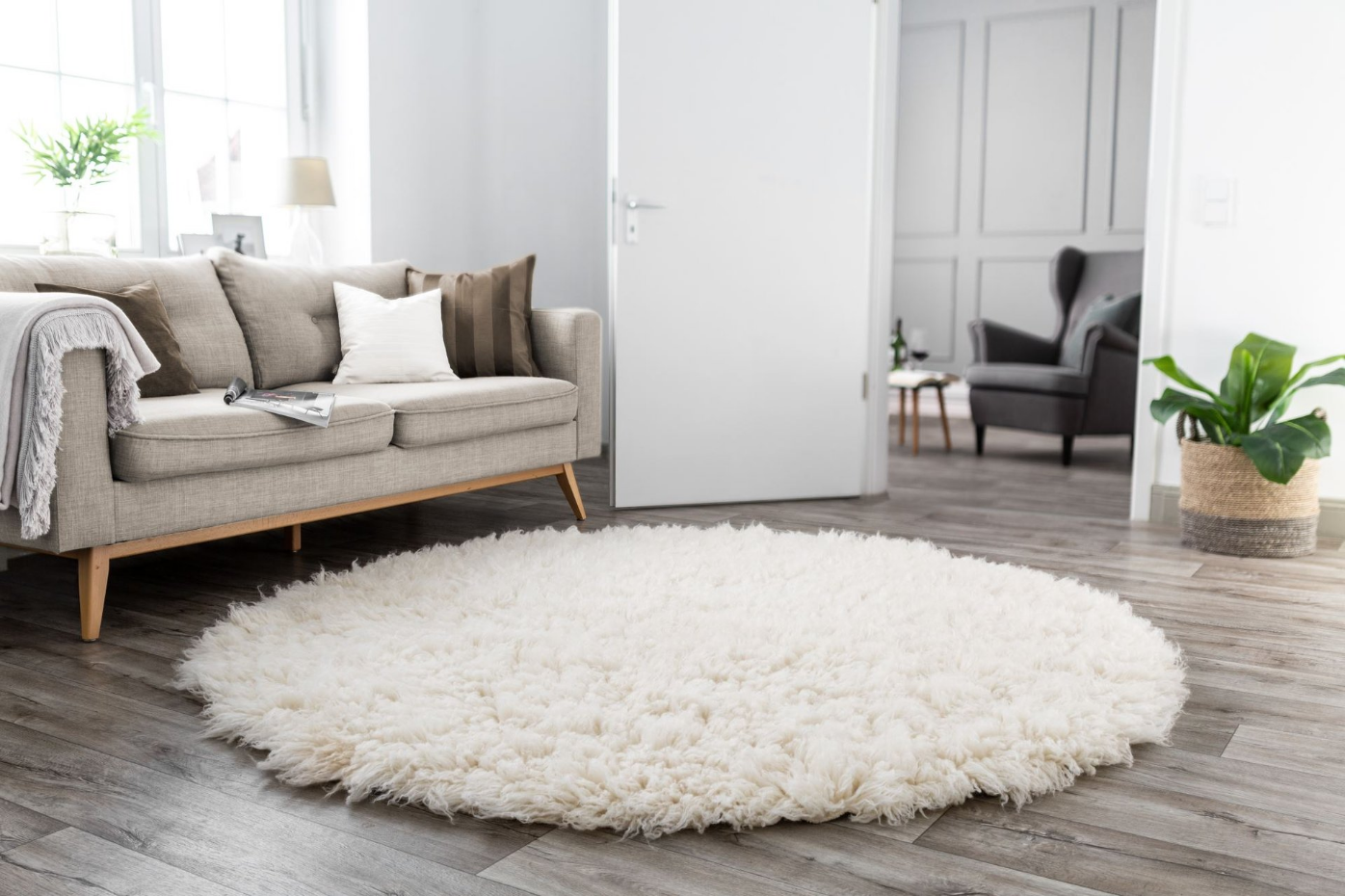 Tapis grec flokati original en laine tissé main épaisse - Flokos 2450
