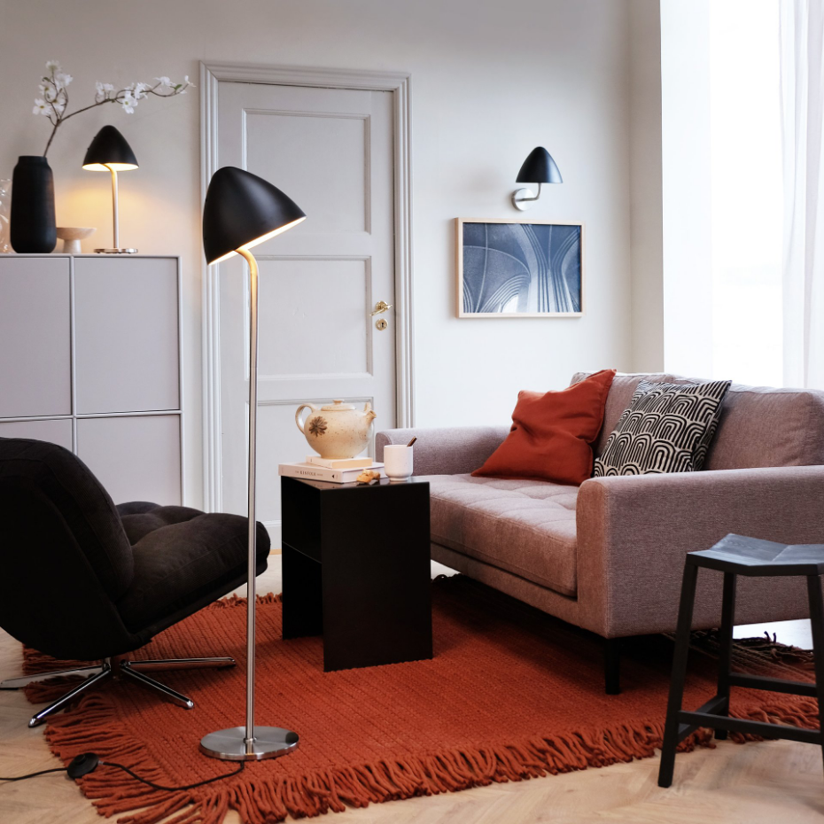 Lampe à poser en Métal, noir et laiton OULU
