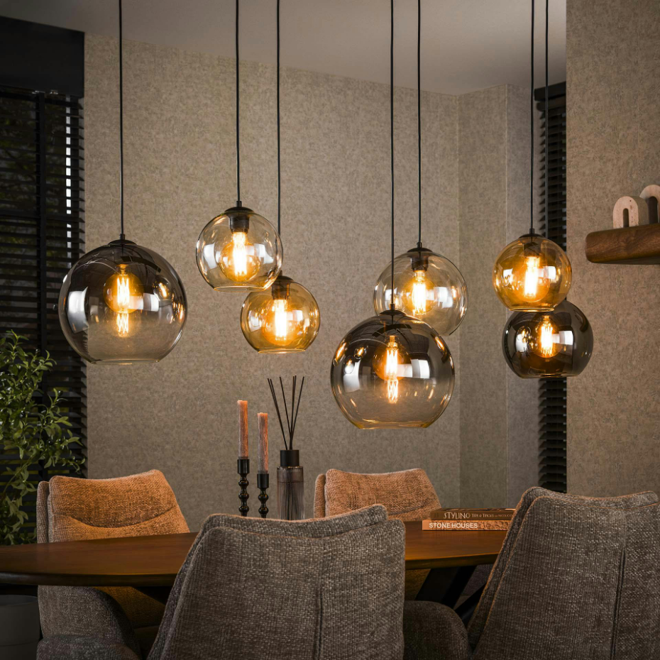 Suspension globe 7 lampes multicolores NOVA